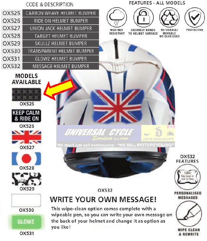 Oxford Helmet Bumper Carbon Universal Cycle Services Ltd.